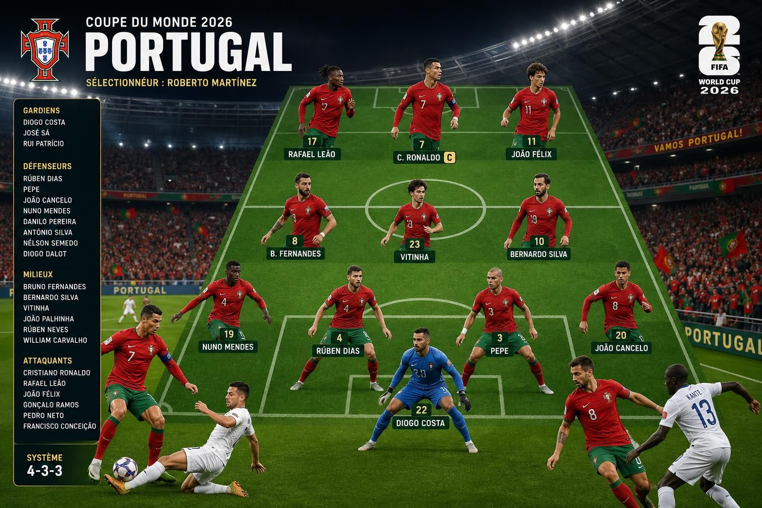 découvrez la composition de l'équipe du portugal pour la coupe du monde 2026, avec un aperçu détaillé des joueurs clés et de leurs forces.