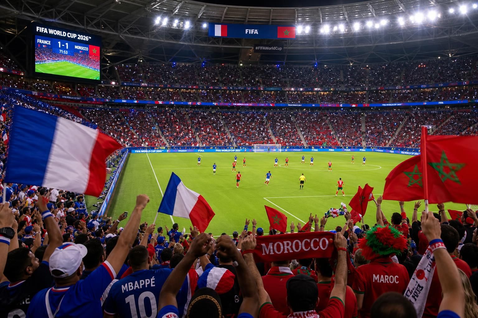 suivez en direct la rencontre palpitante entre la france et le maroc lors de la coupe du monde 2026. résultats, actions clés et ambiance dans ce match incontournable.